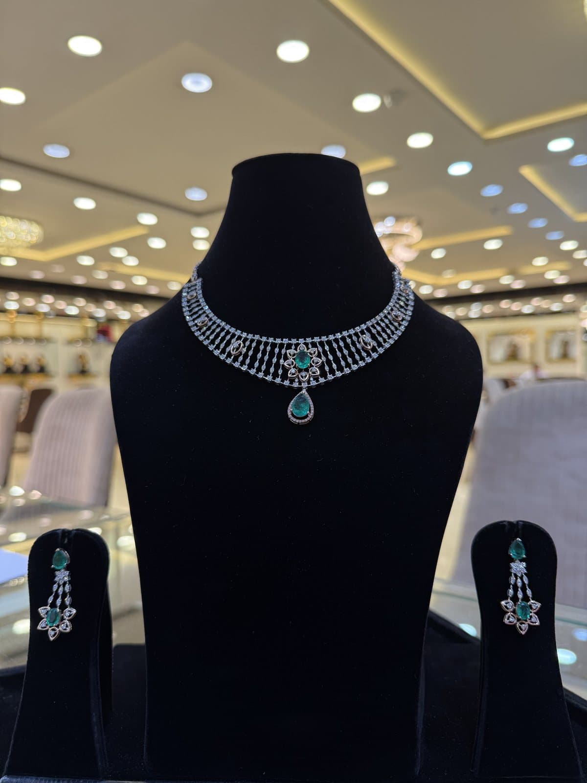 Diamond drop earrings at MB Jewellers, Sikar